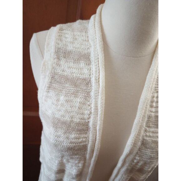 Gap womens Open Front Cardigan Vest Sz S NWT Long Loose knit Tan /white Duster - Picture 2 of 11